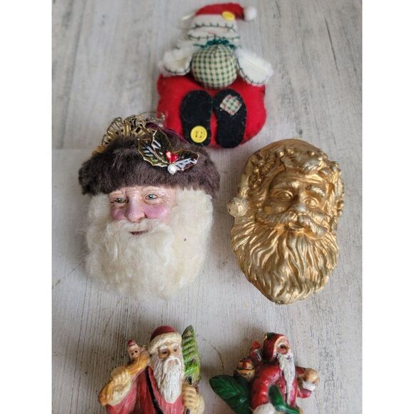 Santa Claus face Golden variety toy bag ornament set Xmas rustic - Picture 5 of 12
